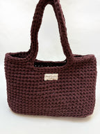sac cabas marron en crochet fait main 100% coton
