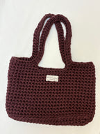 sac cabas marron en crochet fait main 100% coton