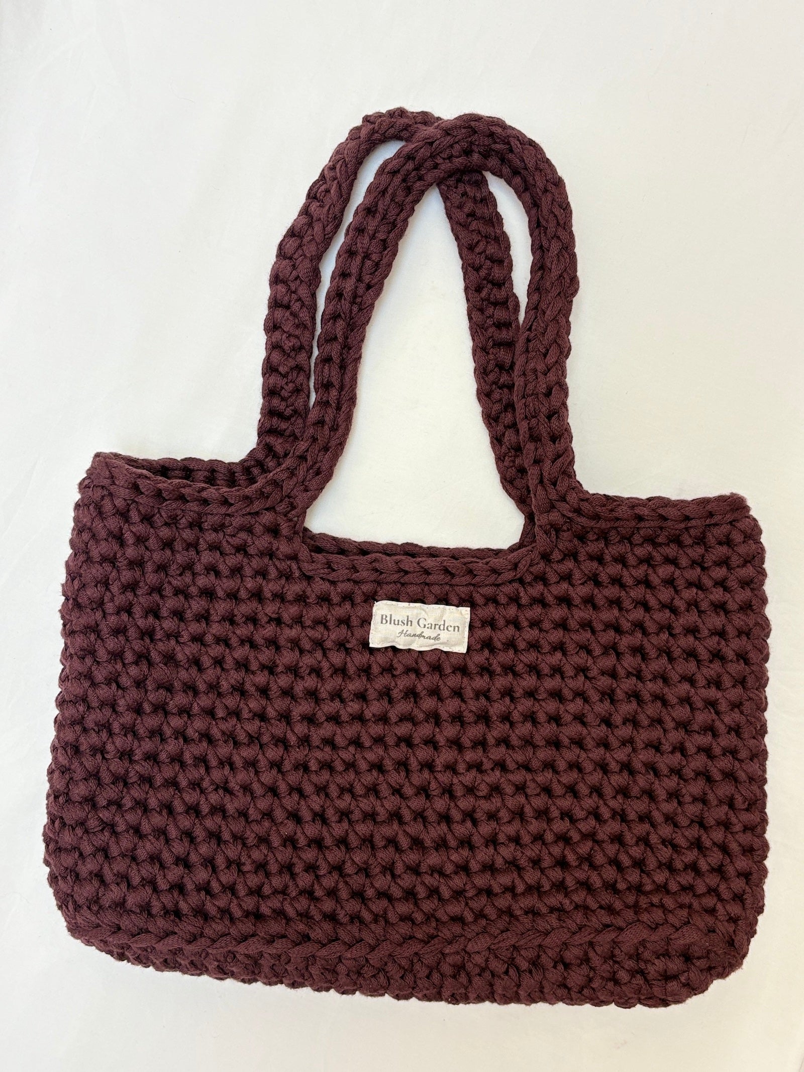 sac cabas marron en crochet fait main 100% coton