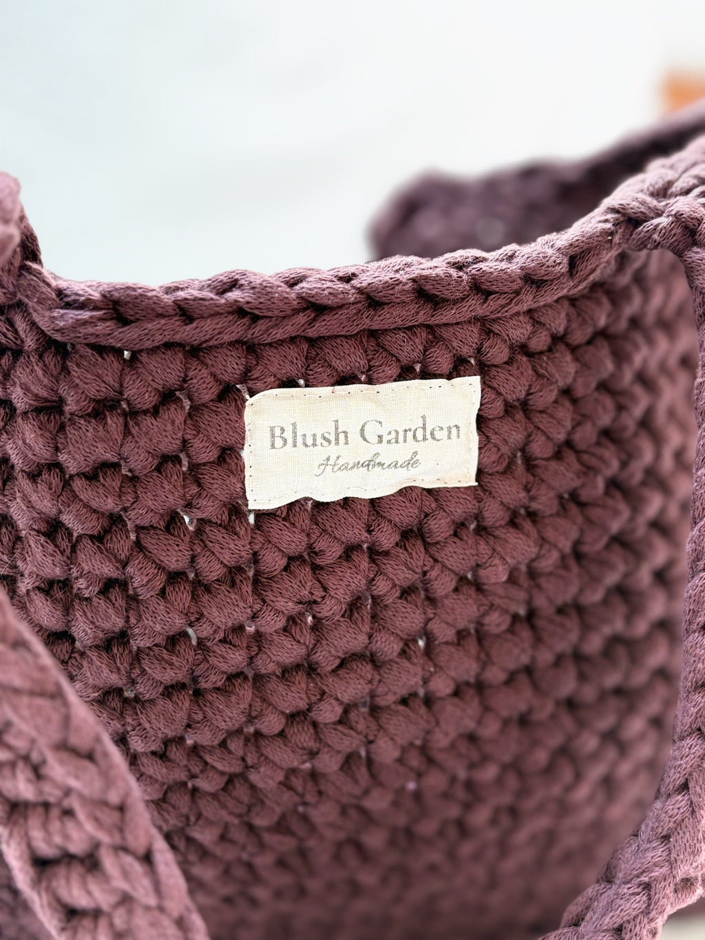 sac cabas marron en crochet fait main 100% coton